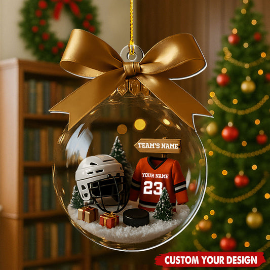 Personalized Hockey Transparent Ornament-Gift For Hockey Lovers